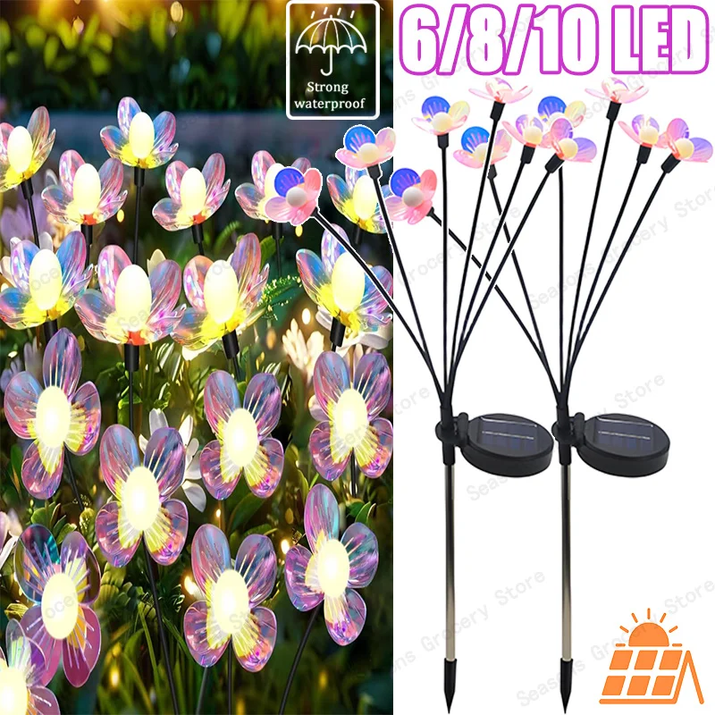 

Solar Flower Lights Outdoor Waterproof Garden Lawn Ground Ambient Colourful Lights LED Espeto Para Jardim Decoration