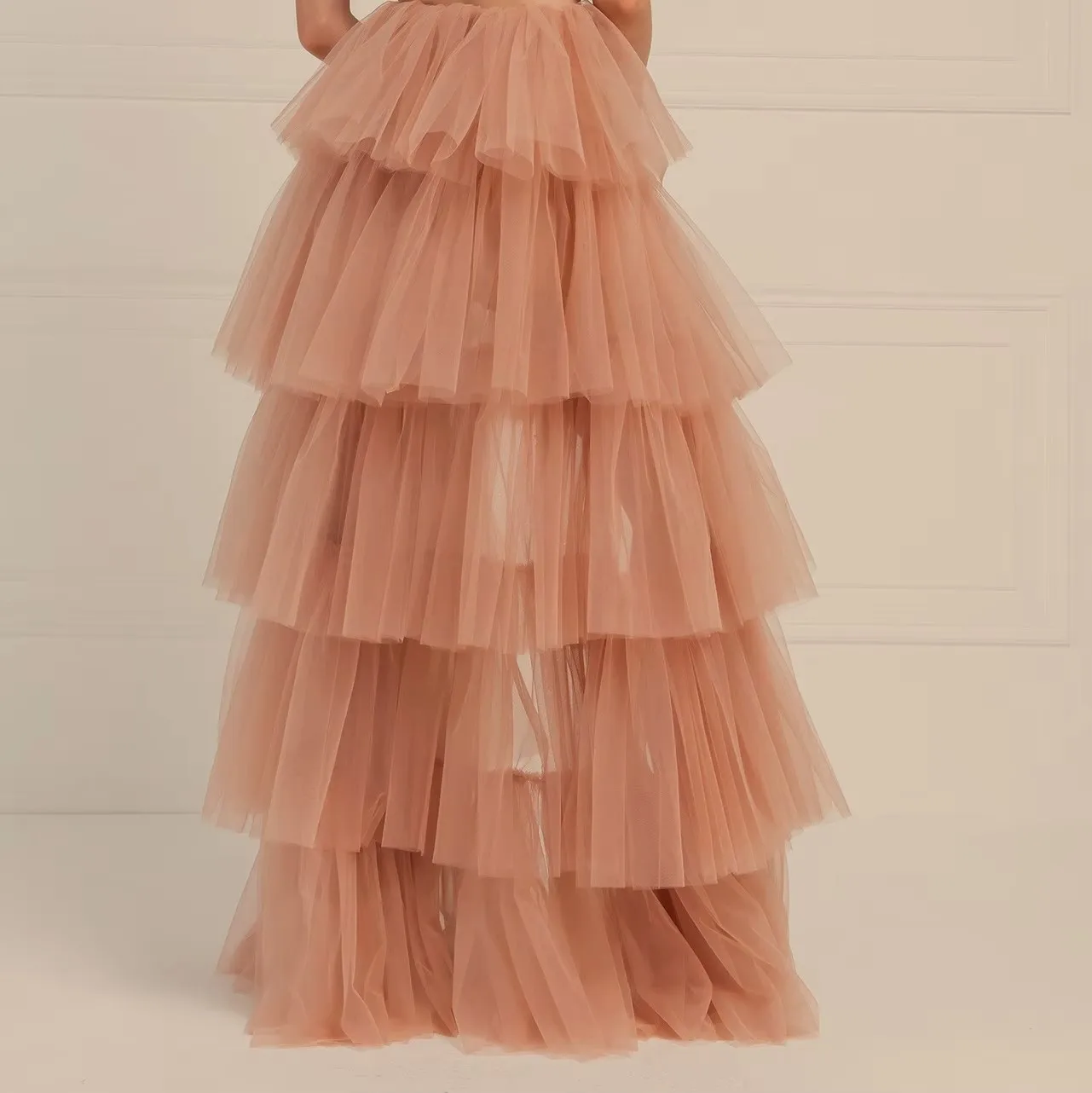 Women Tiered Short Skirts Fluffy Tulle Multi-layer High-Low Petticoat A Line Elastic Waist Underskirt Carnival Party Tutu Skirts