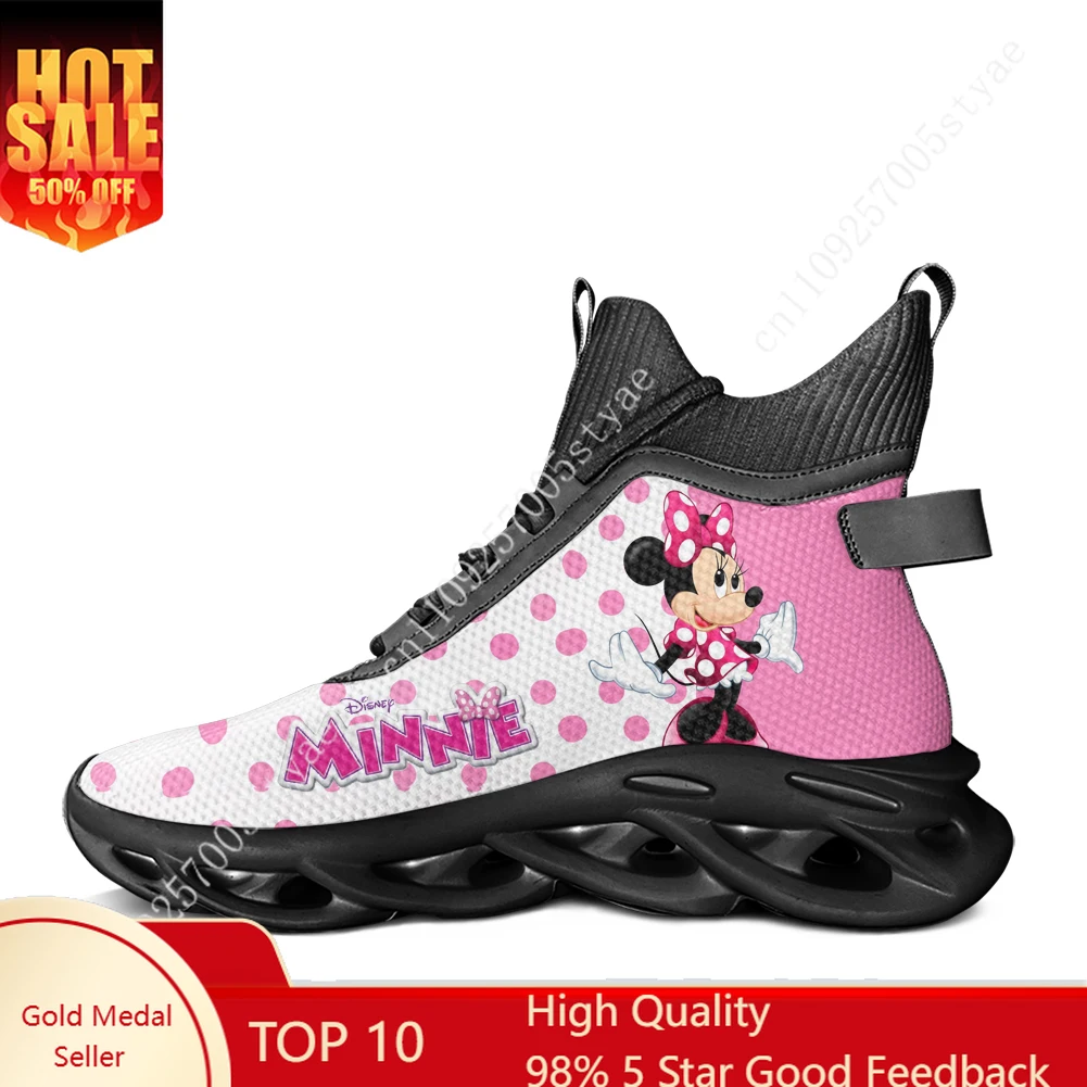 

Disney Minnie Mouse High Top Flats Sneakers Mens Womens Sports Custom Shoes Casual Running shoes