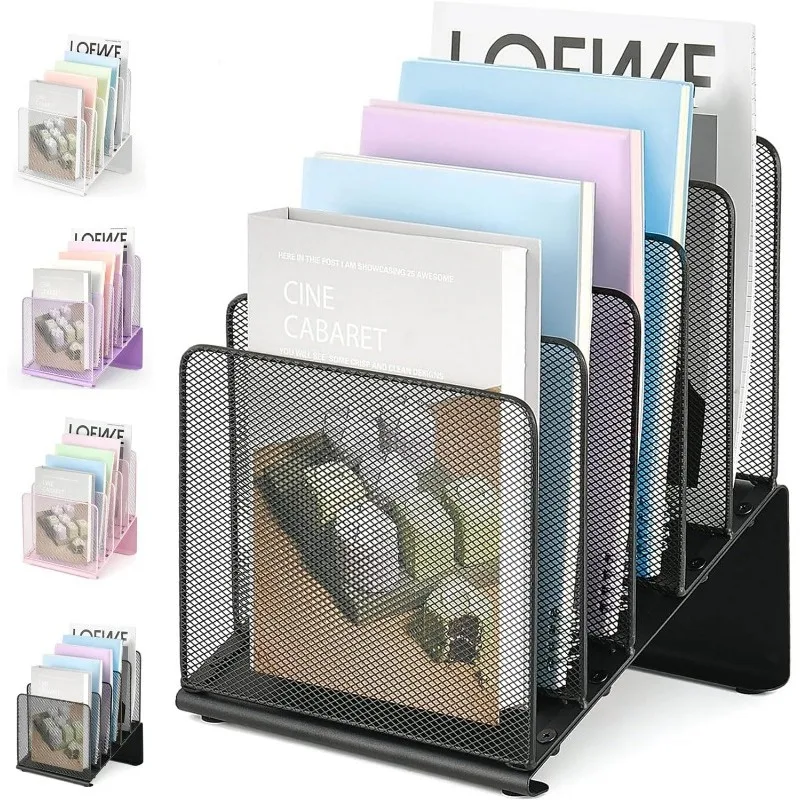 File Organizer for Desk, Desk Organizer with 5-Section Vertical File Rack, File Folder Organizer,