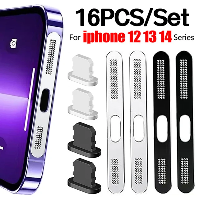 1-16 szt. Metalowe, pyłoszczelne naklejki z siatki dla IPhone 12 13 14 Plus Pro Max Mini słuchawki z metalową siatką chroniącą przed kurzem