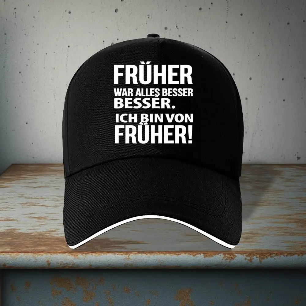 Nueva Gorra de Béisbol Retro Alemana, Ideal para Fitness, Running, Gimnasio - Ligera con la Frase "FRUHER WAR ALLES BESSER" (Todo es Mejor)