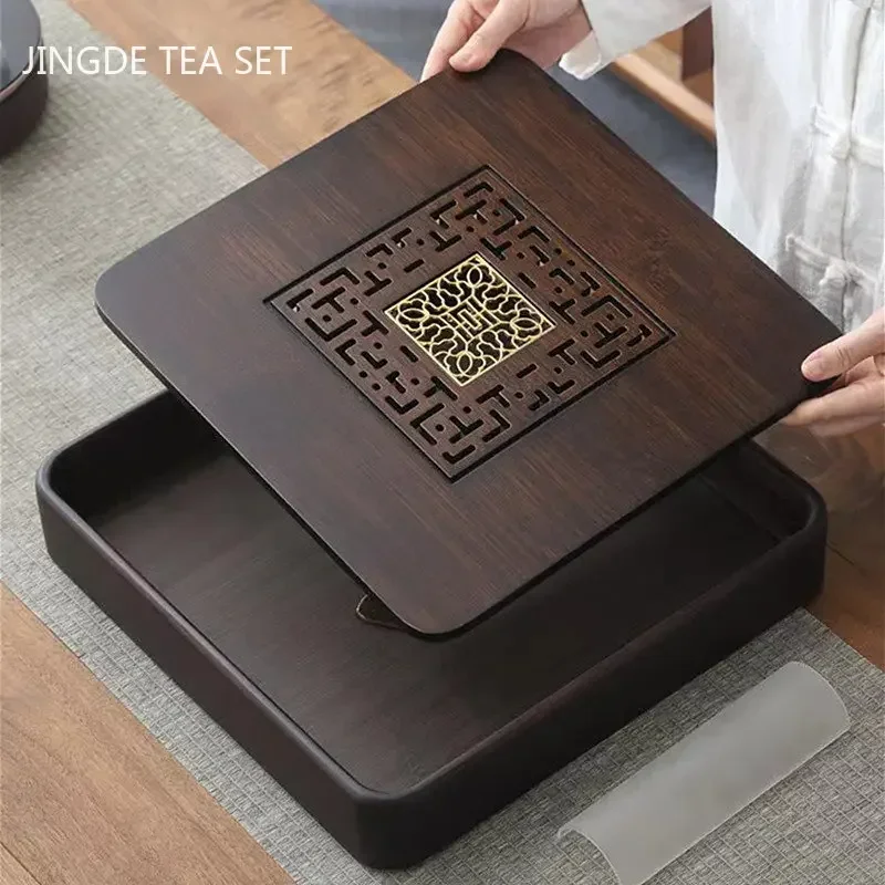 Tradition Tea Board Household Tea Table Pu\'er Teaware Decorative Supplies Chinese Bamboo Tea Tray Drainage Water Storage Trays