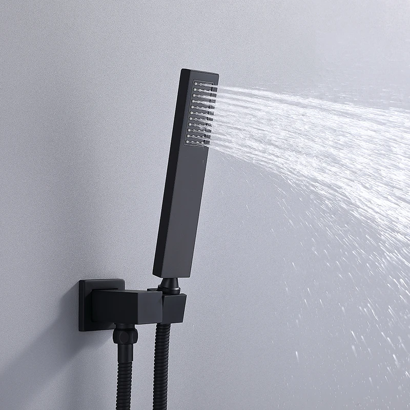 Empolo-Douche à effet pluie dissimulée en laiton noir, système de centre commercial, ensemble de bain et de douche, vente en gros, HO256