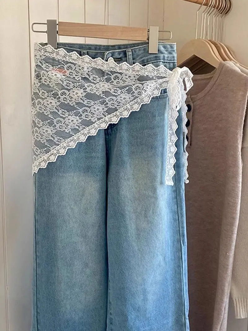 

Women's Lace Half Skirt Belted Silk Scarf Cover up Shark Pants Spring Inner Wear Layered Skirt Female Dress Cover
