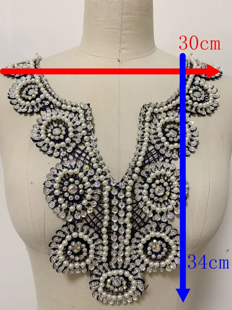 8 Colors DIY Luxury Handmade Circle Rhinestone Pattern Gown Accessories Beading Tulle Apparel Decoration Party Dress Fabric