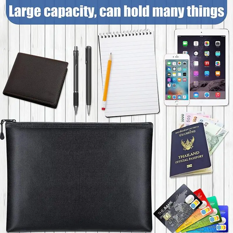 Fireproof Bag For Documents Waterproof Safe Storage Pouch Money Bag Portable Laptop Files Cash Pouch Document Bag With Zipper