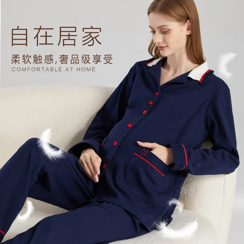 2026 new Cotton Nursing Pregnant Nightgowns Full Sleeve Maternity Breastfeeding Sleepwear Set For Pregnancy Woman Pajamas Suit