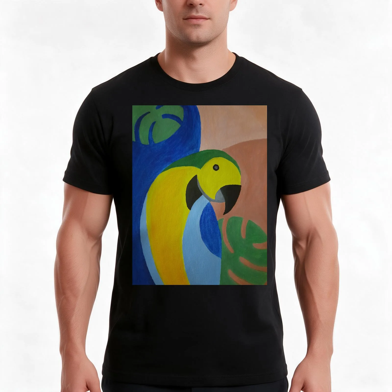 Greeny Macaw Parrot T-Shirt Summer Casual Cotton Tee Oversized Streetwear Tops Vintage Graphic Print Loose Fit Short Sleeve