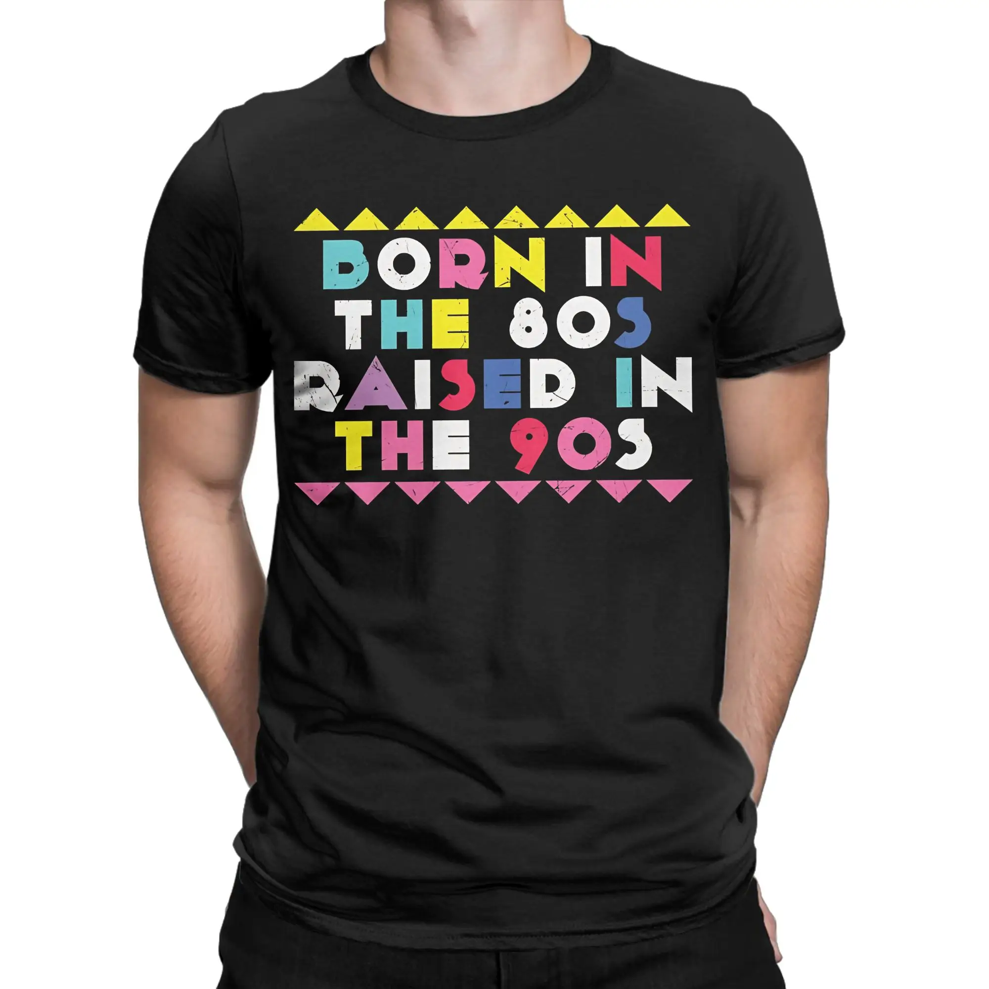 Casual T Shirt Beach Born In The 80's Raised In The 90's Hippie T Shirts  Cotton Tshirt for Men Aesthetic Short Sleeve Clothing