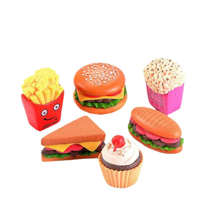 6Pcs Simulation Food Kitchen Toy Pretend Play Cooking Hamburger Fries Miniature Model Fake Bread Fast Food Kids Educational Toys