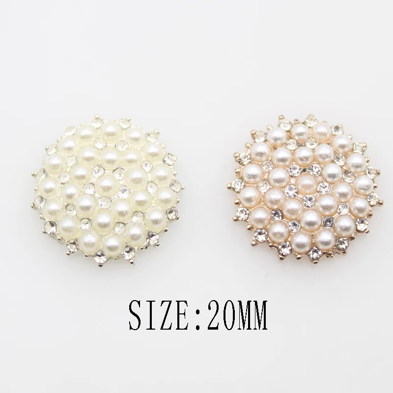 TYNUOMI 20MM 10Pcs Metal Pearl Button Jewelry Sewing Holiday Decoration Diy Flatback Embellishments Dress Decoration Accessories