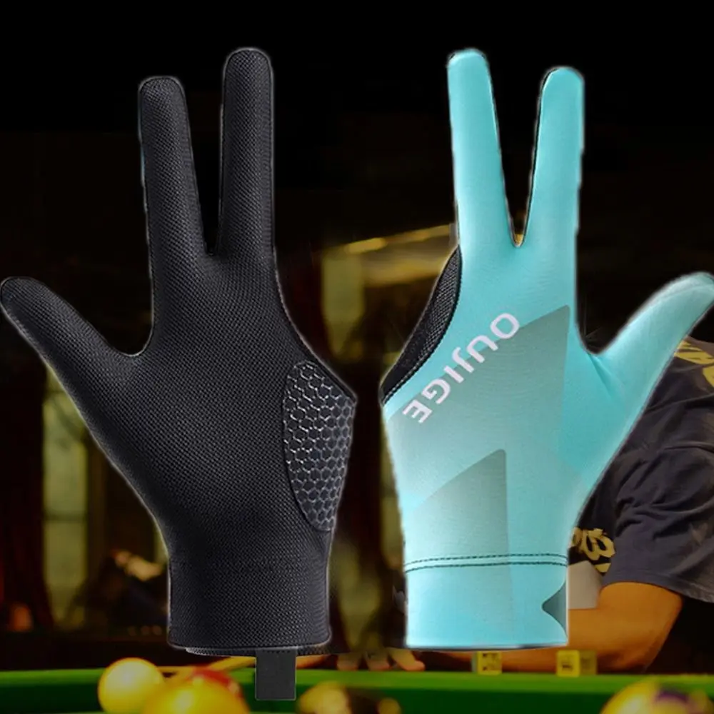 Left and Right Hand Billiards Glove Non Slip Elastic Three Fingers Glove Breathable Snooker Billiard Glove Fitness Accessories