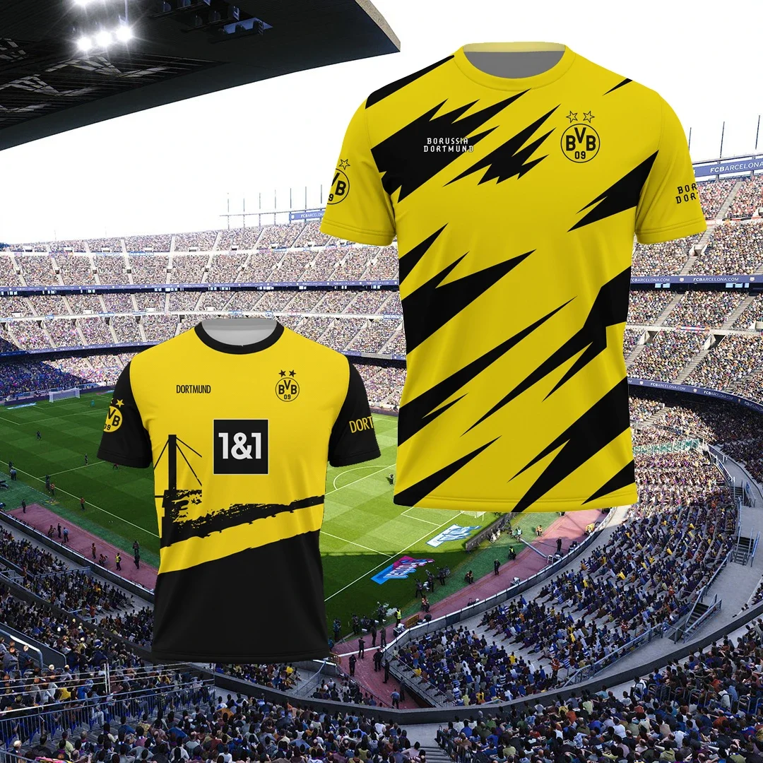 New 24/25 BVB Home Jersey Buy One Get One Free 3D Printing Breathable Comfortable Casual Sports 2-piece Short-sleeved T-shirts