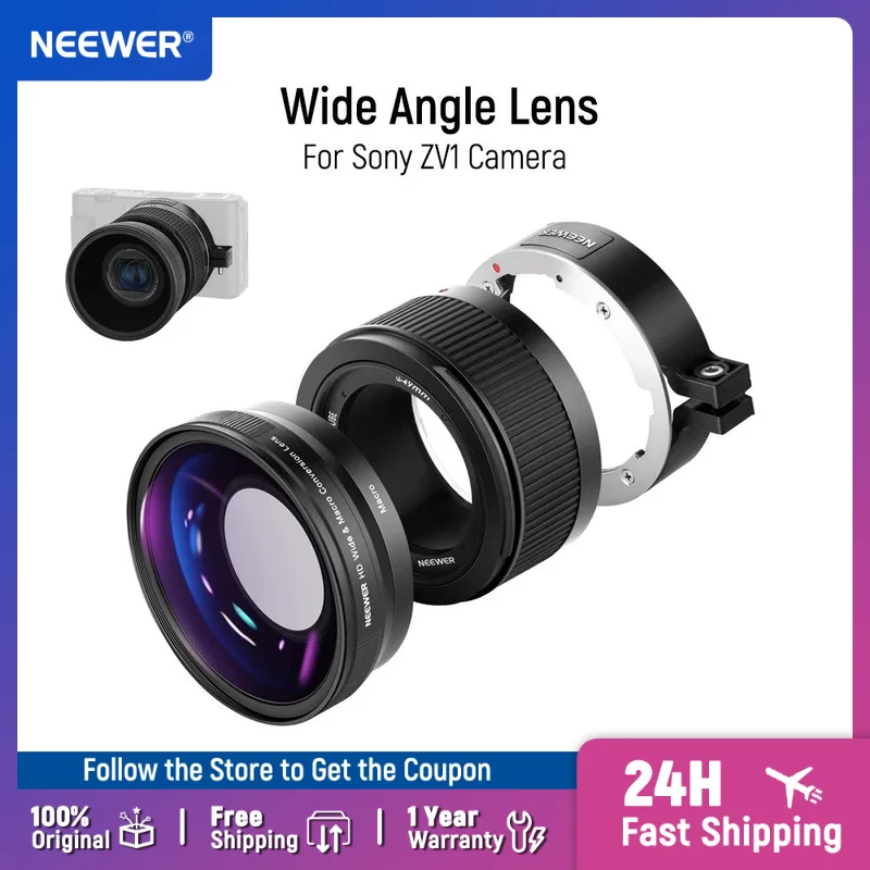 neewer-objectif-grand-angle-pour-camera-sony-zv1-2-en-1-18mm-hd-grand-angle-et-objectif-supplementaire-macro-10x-avec-tube-d'extension