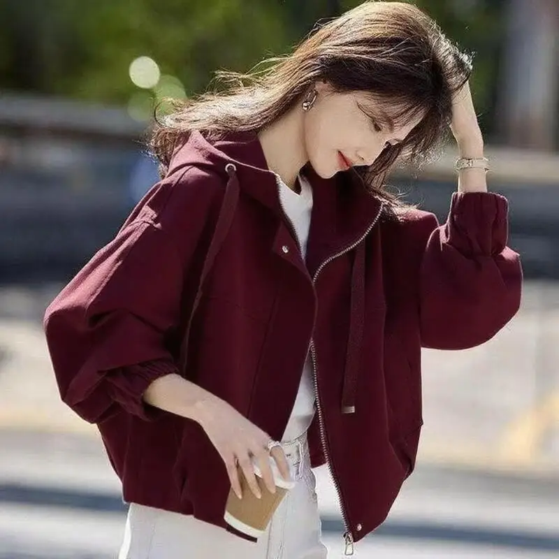 Hot 2026 Spring Autumn Fashion New Women Short Hooded Jacket Light Luxury Western Style Versatile Loose Casual Jacket Tops