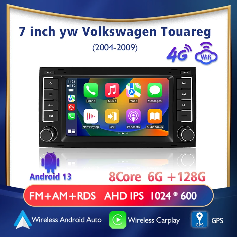 

7-inch Android 13 Car Radio Player for VW Volkswagen Touareg Transporter T5 Multivan Features Bluetooth 5.0 Audio GPS Navigation