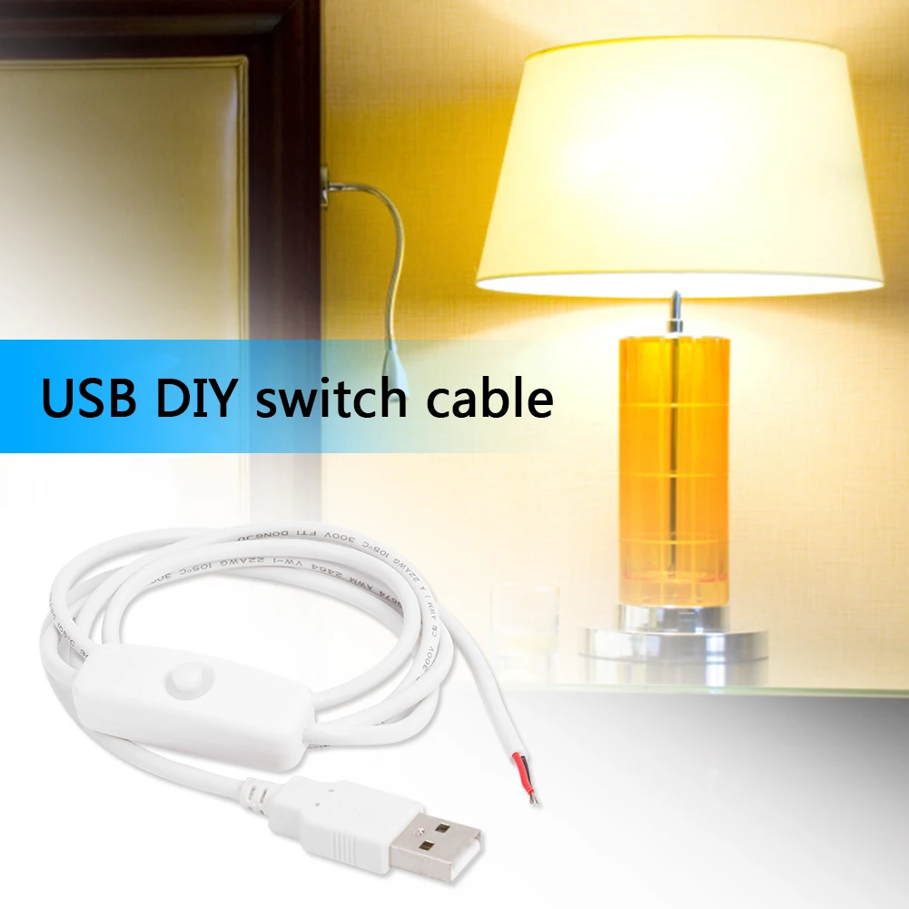 1 متر USB كابل إمداد الطاقة المهنية 2 سلك USB 2.0 ذكر تمديد الحبل DIY بها بنفسك مع تشغيل/إيقاف التبديل الكابلات الرقمية #5