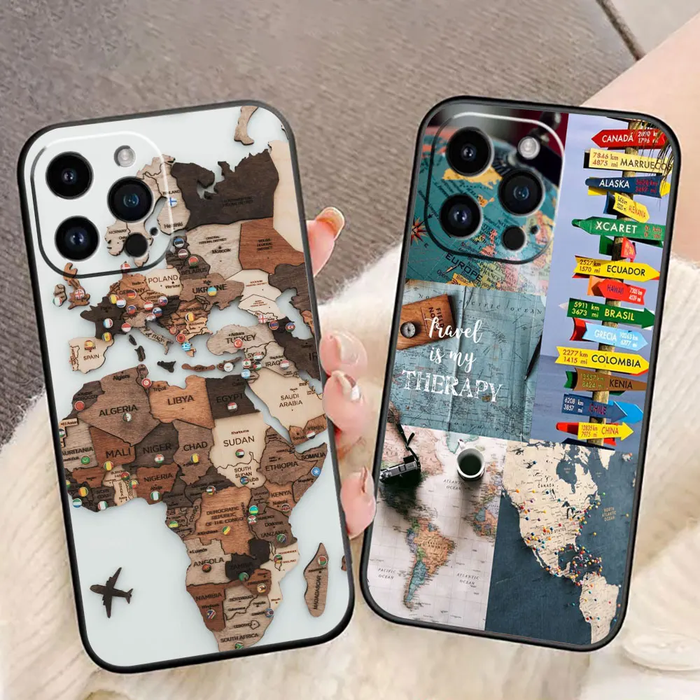 

World Travel Airplan Plane Cover Phone Case For iphone Apple 16E 16 15 14 13 12 11 Pro XS Max X SE 8 7 Plus Silicone Case Funda