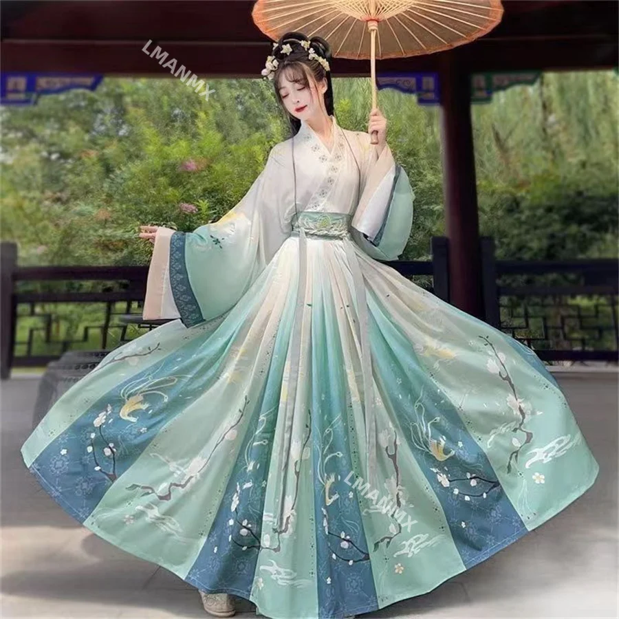 

Hanfu Women Chinese Traditional Cosplay Fairy Costume Ancient Song Dynasty Hanfu Dress Dance Dress Plus Size XL