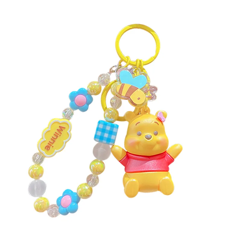 Winnie the Pooh Cartoon Family Keychain, Bead Series, Cherry Blossoms, carro pingente, bolsa, presente para melhor amigo, autêntico