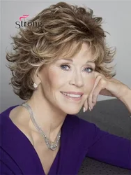 Strongbeauty Charming Celebrity Hairstyle Curly Short Layered Synthetic Hair Brown Blonde Wigs