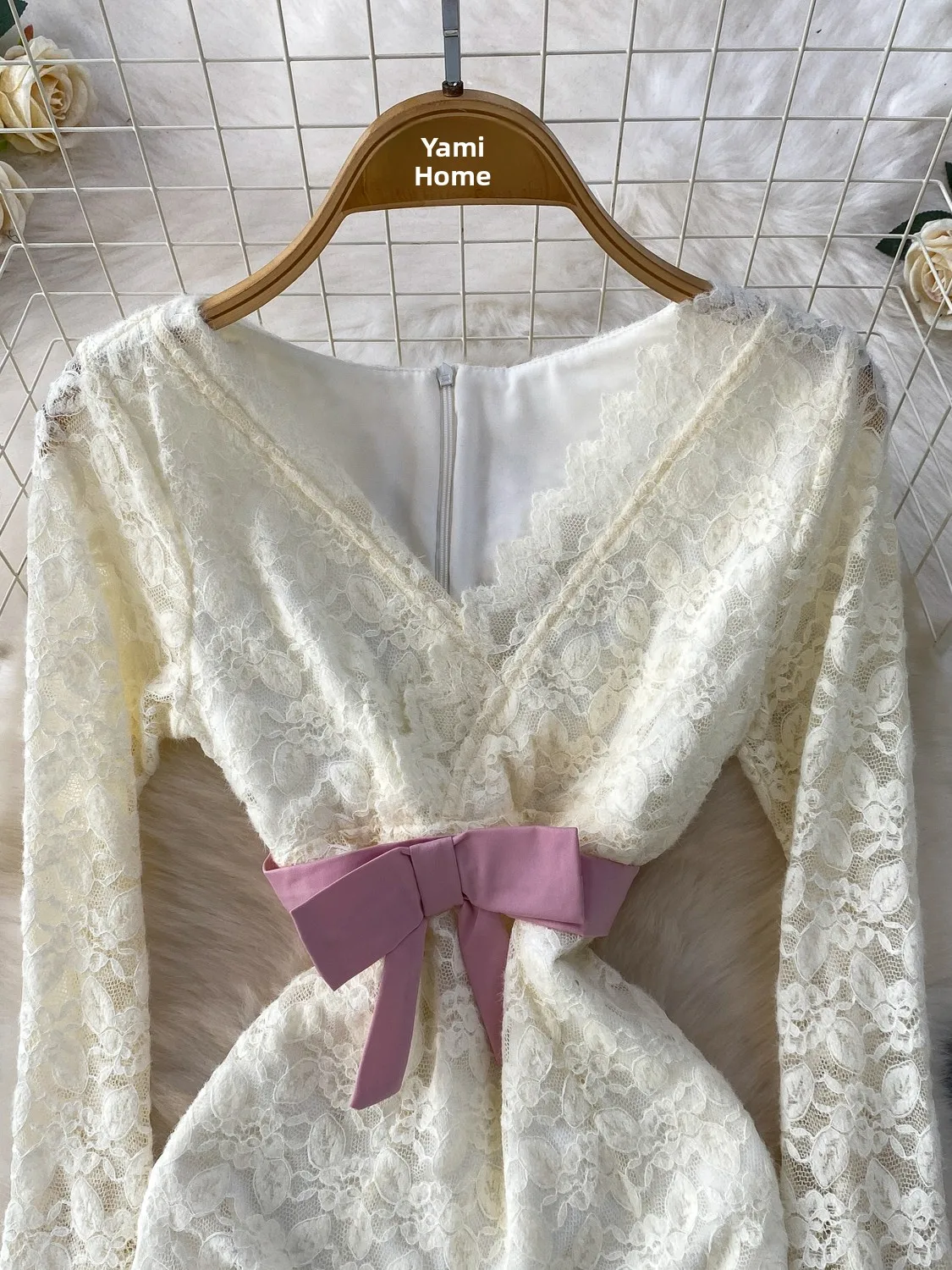 Ele Lace Long Sve V… - image