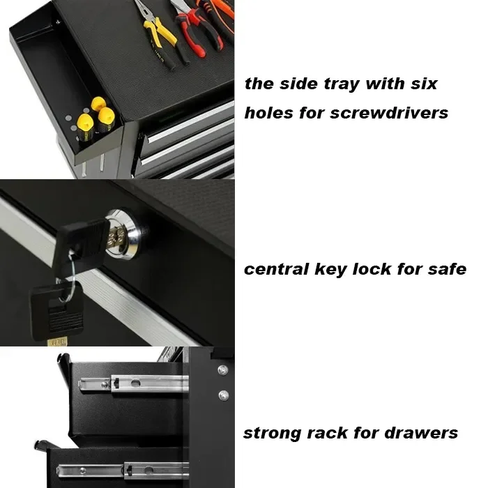 Wholesale Steel Tool Chest Trolley Box Set 5-Drawer Storage Garage Cabinet with Rolling Drawers for Tool Organization