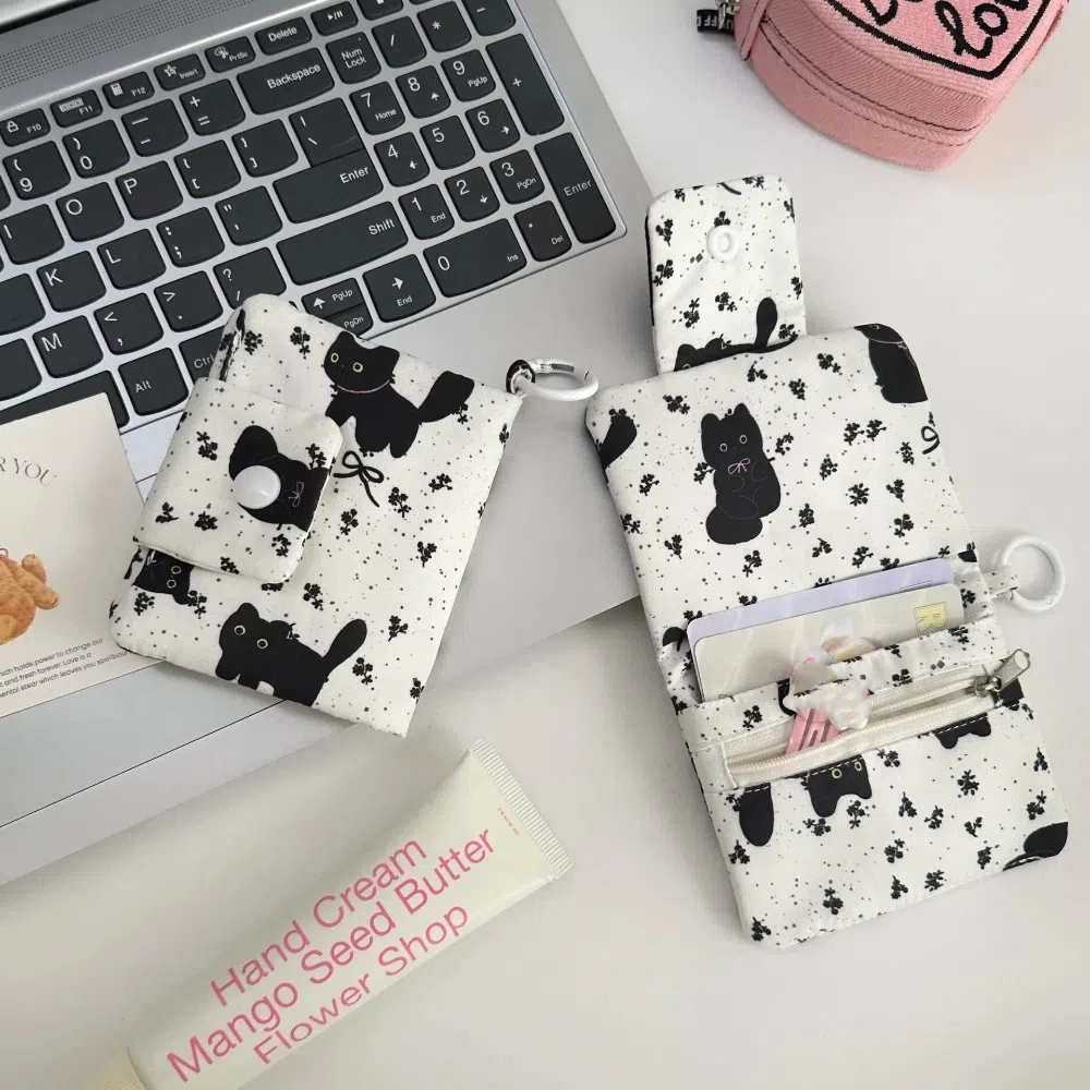 กระเป๋าใส่เหรียญดีไซน์น่ารัก สไตล์เรียบง่าย หลายชั้น แฟชั่นเกาหลี ลายการ์ตูน พกพาสะดวก ขนาดเล็ก จุของได้เยอะ