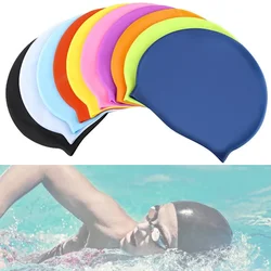Pure Color Swimming Caps Men Women Universal Long Hair Ear Protection Swim Cap Large Size Silicone Swimming Cap Pool Accessories