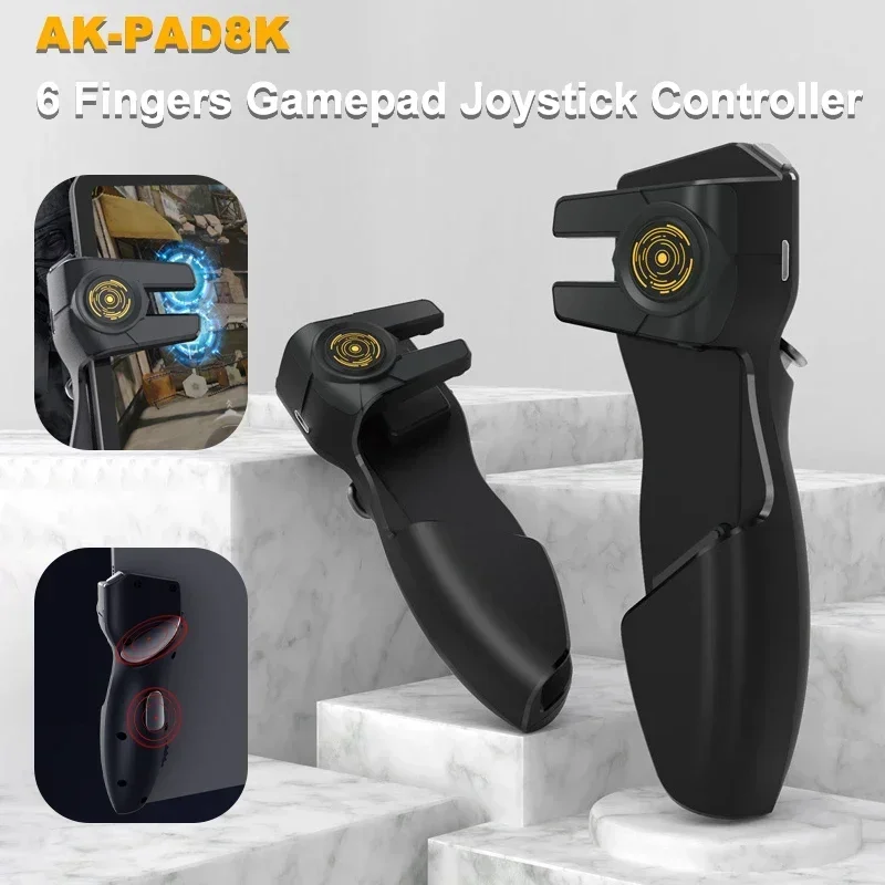 

MEMO AK-PAD8K 6 Finger Gamepad Joystick Button Controller Aim Shooting L1R1 Game Trigger Handle for IPad IOS Android Tablet PUBG