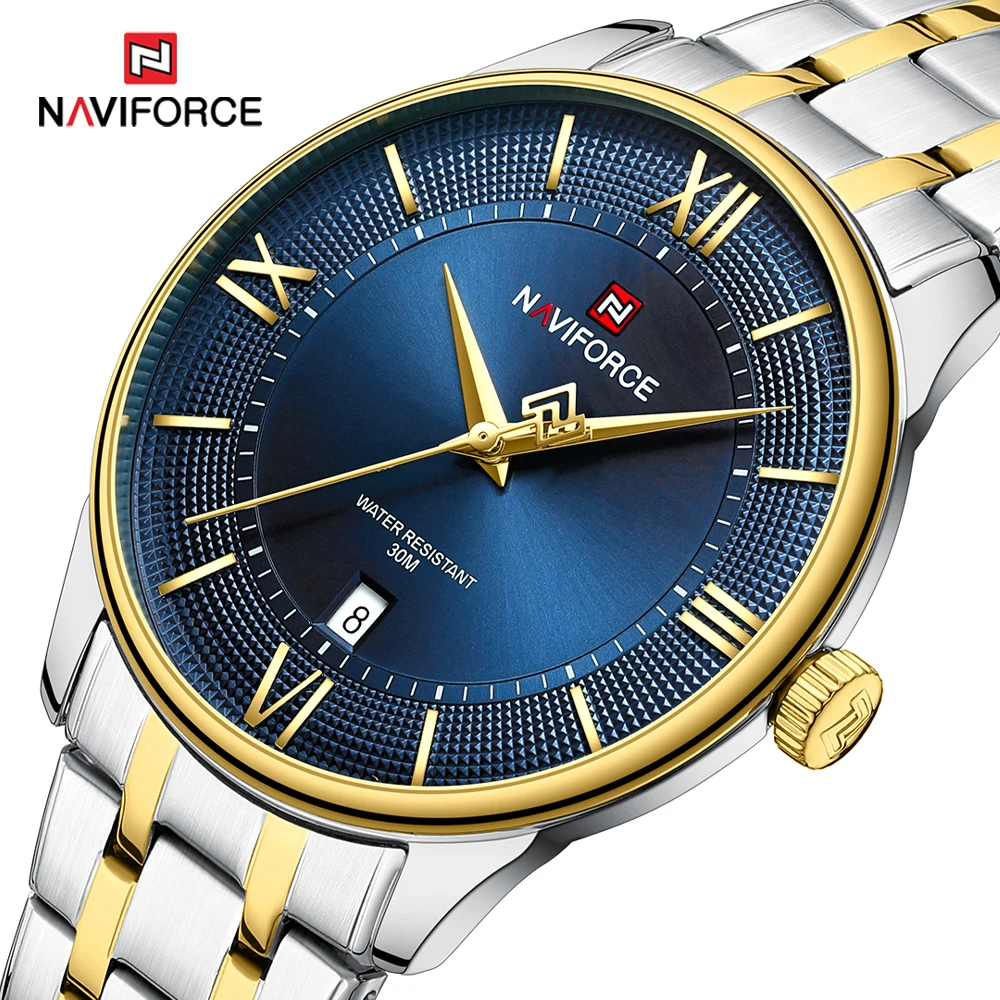 

NAVIFORCE простые роскошные мужские часы, лучший бренд, деловые кварцевые часы для мужчин, водонепроницаемые наручные часы с датой, ремешок из нержавеющей стали