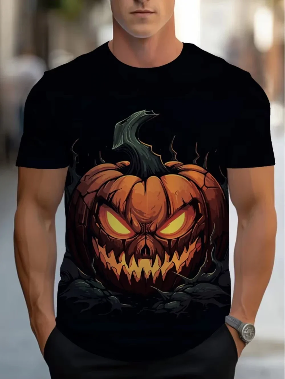 Hot Selling Goth Halloween 3D Printed Men's T Shirt Horror Joker Skull Round Neck Short Sleeved Unisex T-shirt Tops Man Tee