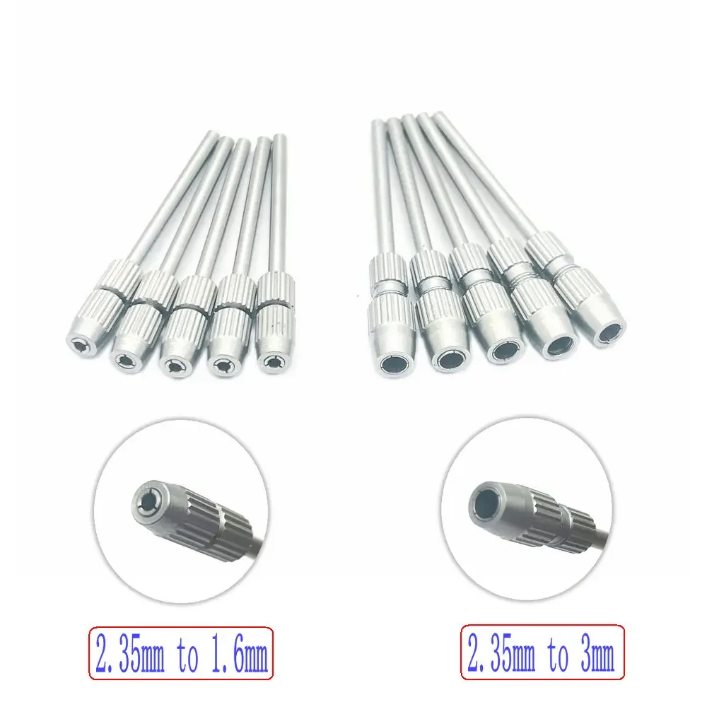 5pcs/set Dental Drill Bur Adapter Converter 2.35mm To 1.6mm / 2.35mm To 3mm Shank Polisher Dental Adaptor