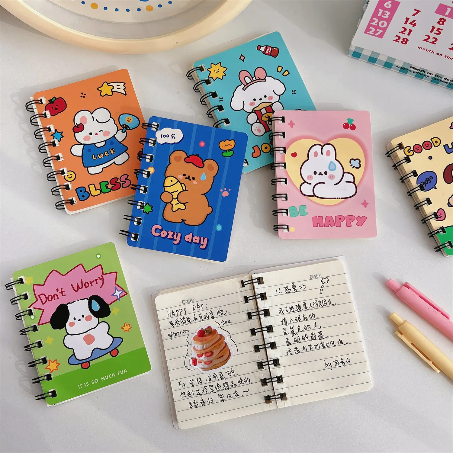 80 fogli nuovo taccuino di alta bellezza A7 Word Student Coil Book Cute Cartoon Animal Pocket Notebook cancelleria per ufficio