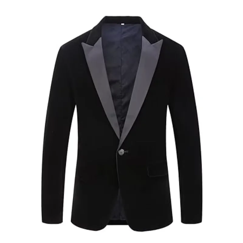 

Velvet Suit Jacket for Men Slim Fit Wedding Tuxedo with One Button Satin Lapels Cocktail Dinner Party Sports Coat