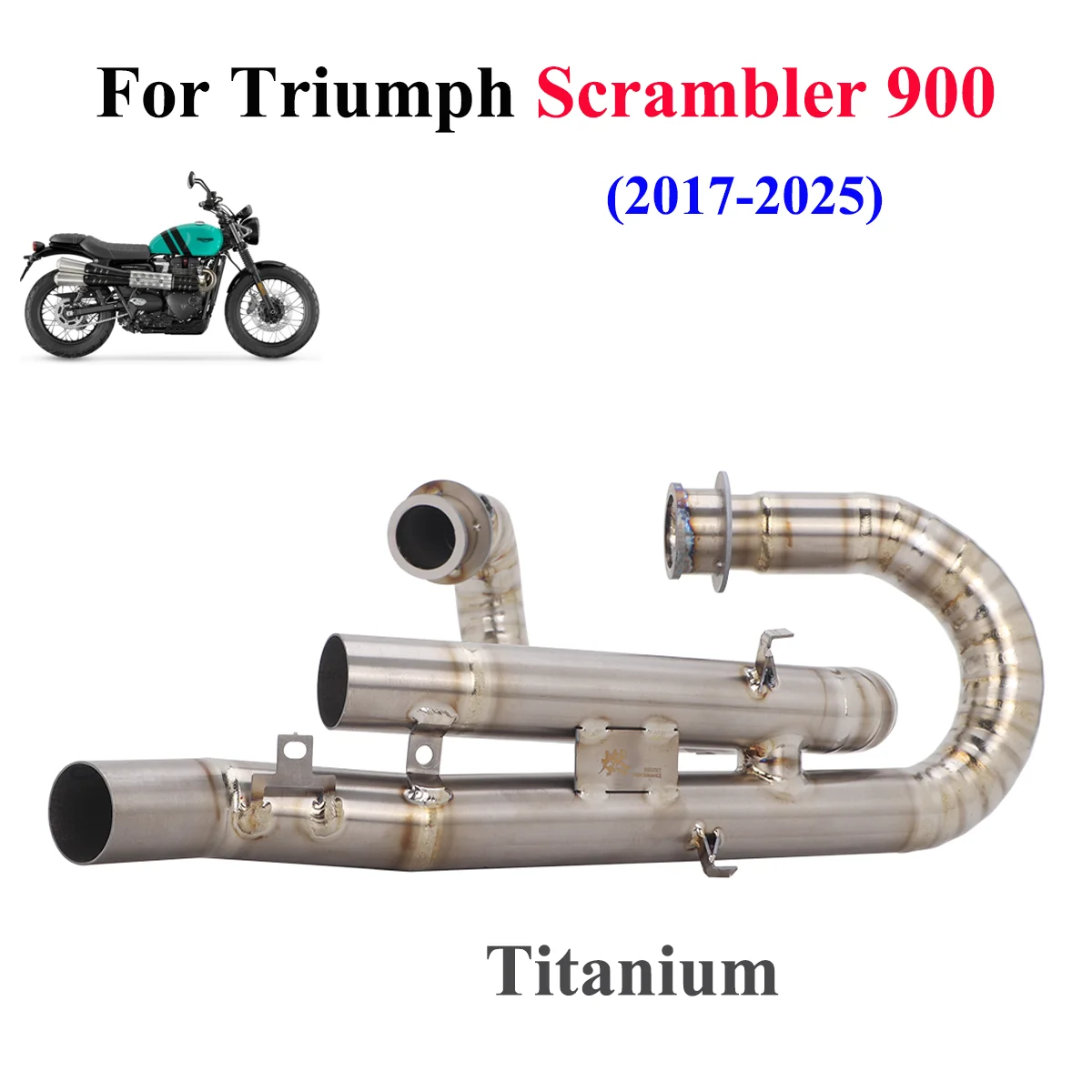 Titanium Slip On For Triumph Scrambler 900 Street Scrambler 2017-2025 Motorcycle Exhaust System Front Pipe Connect Stock Muffler