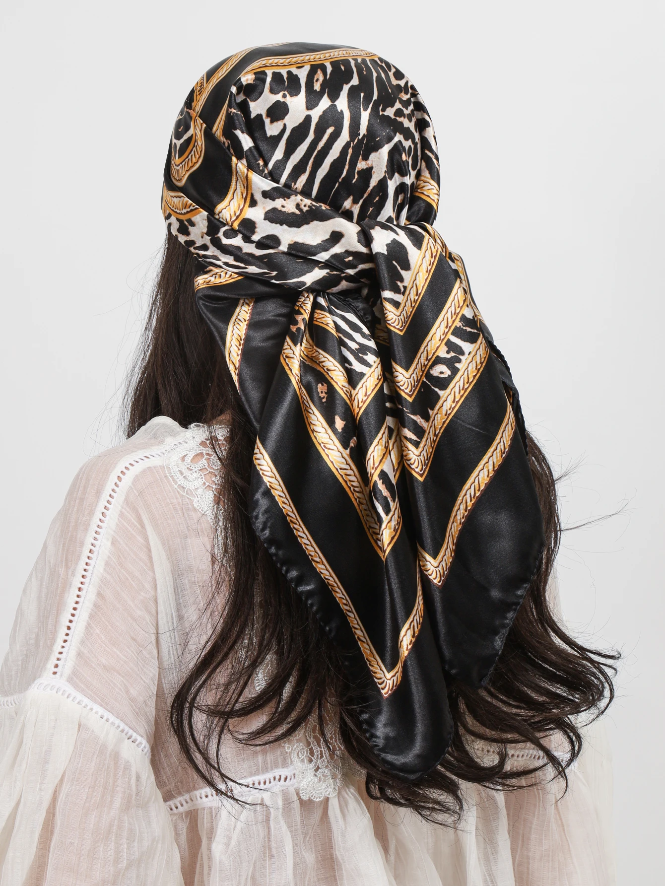 

Head Scarf Women Luxury Brand Square 90*90cm Silk Foulard Satin Bandana Soft Neckerchief Hijab Hair Scarves For Ladies