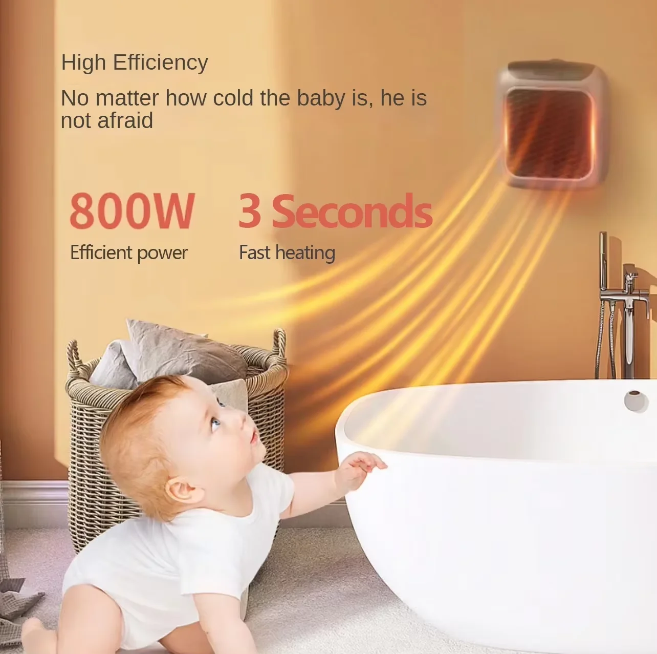 Mini Ev Isıtıcı 800 w Banyo Isıtma Fanı Duvara Monte Akıllı Banyo Hızlı Isıtma Taşınabilir Boyutu Küçük Kış Isıtma