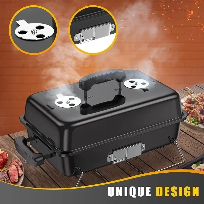 Portable Charcoal Grill - Folding, Insulated, Stainless Steel Outdoor Grill for 3-5 People - Perfect for Camping, Picnic