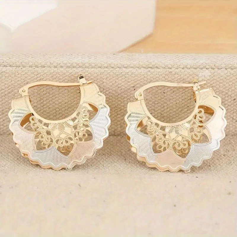 New Trendy Statement Hoop Earrings for Women Gold Color Heart Earring Luxury Jewelry for Wedding Anniversary Gift