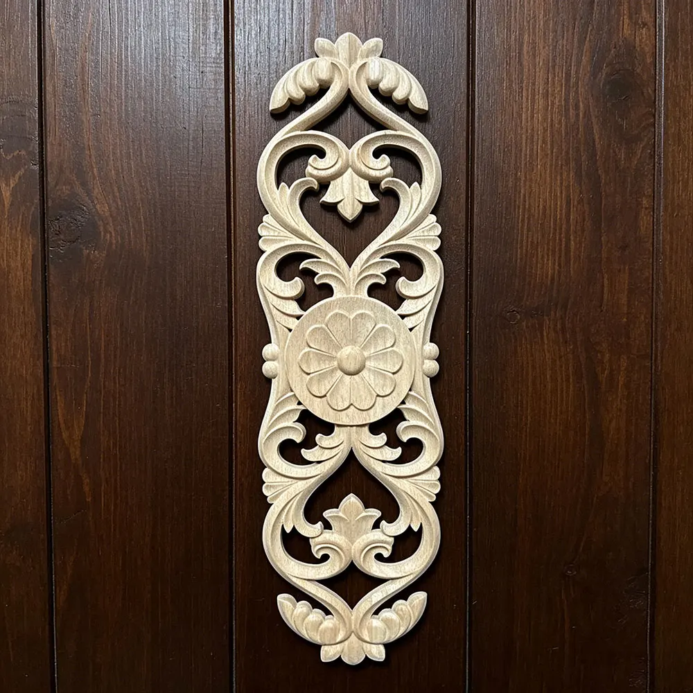 

Europe Wood Appliques Molding Decals for Furniture Home Decor Carving Onlays Flower Background Wall Decoration Wood Figurines