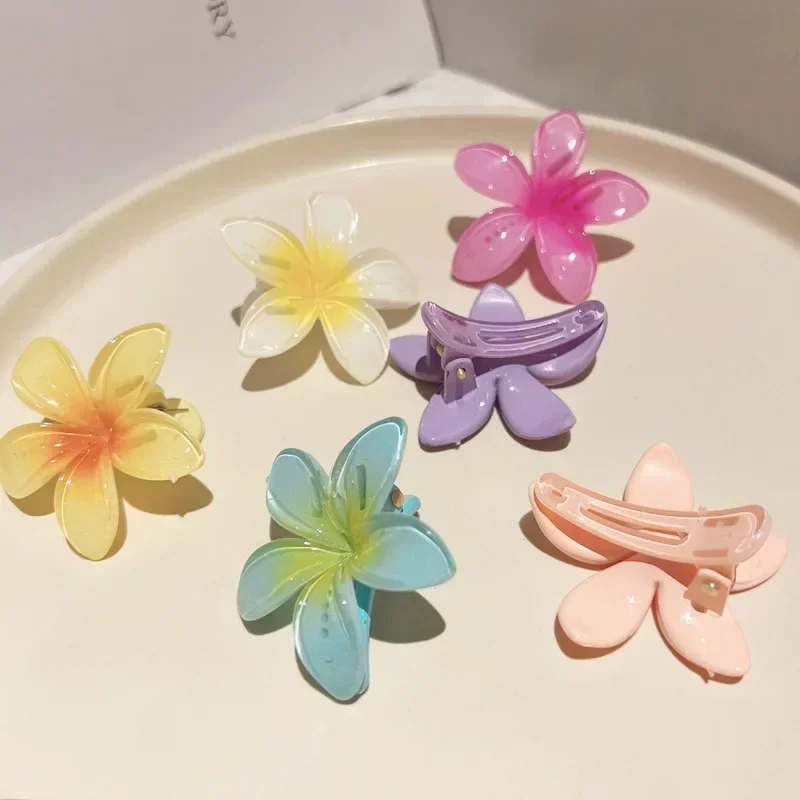 Retro Beach Vacation Bohemia Egg Flower Hair Claw Hair Clips Gradient Flower Large Hair Claw Hairpin Women Girls Accessories