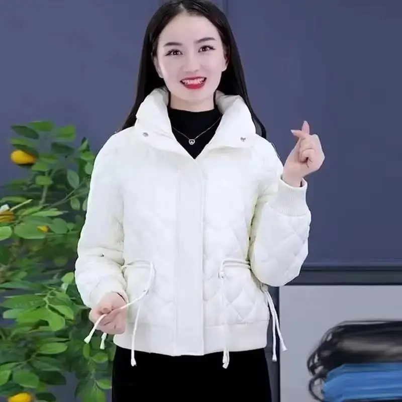 

2025 New Autumn Winter Down Cotton Jacket Women's Korean Version Standing Collar Warm Parker Coat Fashion Overcoat Female