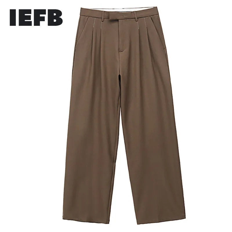 IEFB Abbigliamento da uomo Autunno Nuovi Pantaloni Casual Moda Uomo Tutto-fiammifero Pantaloni Dritti Allentati Gamba Larga Vintage Vita Alta 9Y1937