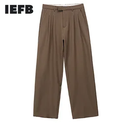 IEFB, ropa para hombre, nuevos pantalones informales de otoño, pantalones rectos combinables a la moda para hombre, pantalones holgados de pierna ancha Vintage de cintura alta 9Y1937