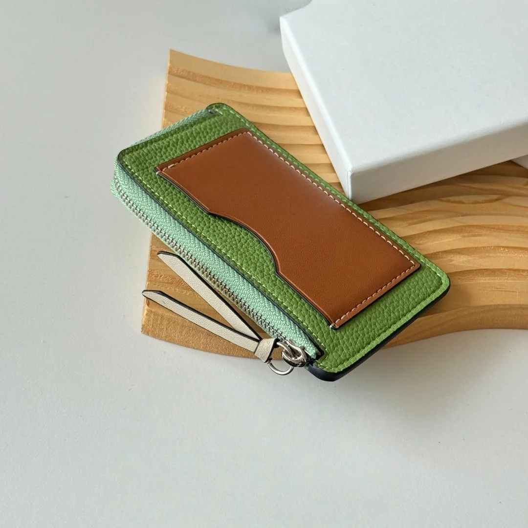 

Handmade Unisex Bag Luxury Brand Wallet L1118 Lychee-Grained Cowhide Business Card ID Holder Puzzle Clip Coin Purse Holiday Gift