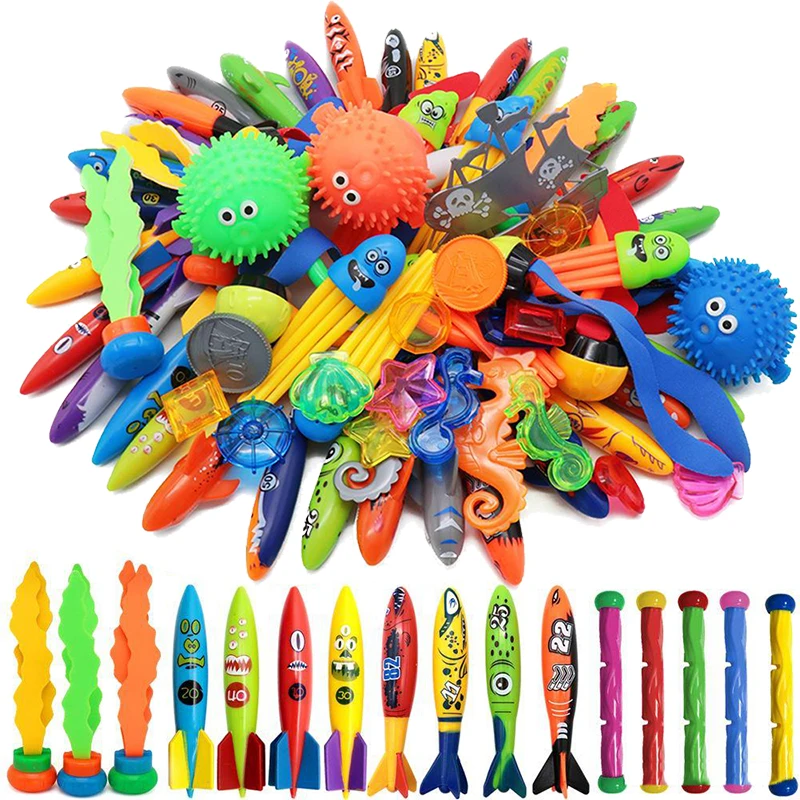 Juego de juguetes de buceo para niños, juguetes acuáticos de plástico, entrenamiento subacuático para niños, flotador de verano, accesorios para piscina, algas marinas Torpedo TMZ
