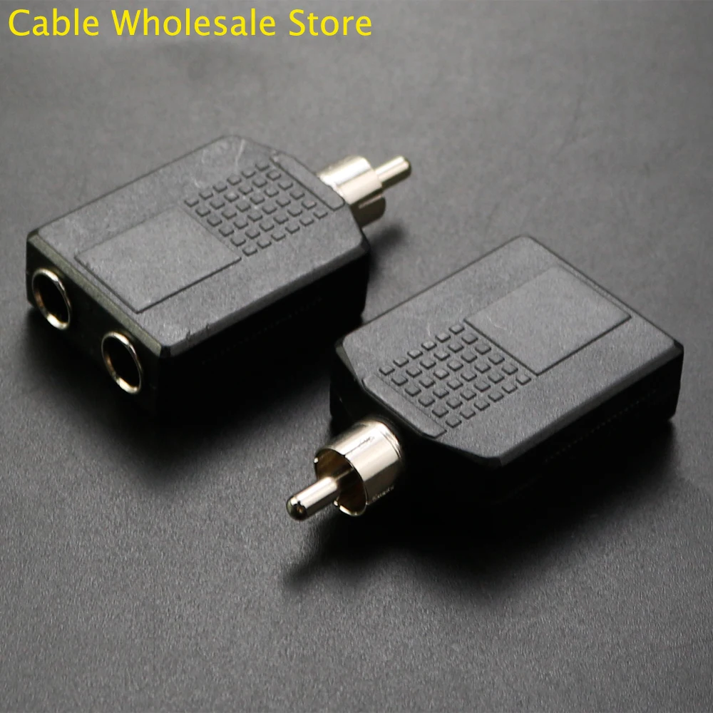 1Pcs RCA Lotus Head Male To Two 6.3 5mm Female Audio Jack Stereo Plug Adapter Converter RCA For TV Amplifier DVD Speaker Audio