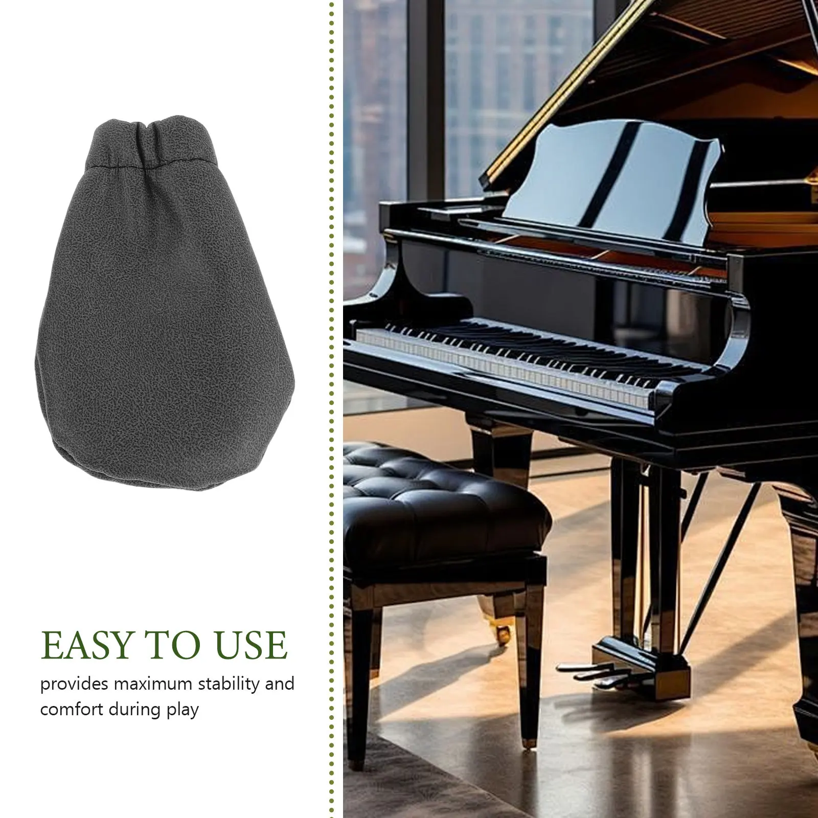 3Pcs Piano Pedal Dust Cover Set Deep Gray Waterproof Elastic Band Pedal Sleeve Anti-Slip Scratchproof Protector for Grand